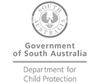Logo dept child protection SA government grey